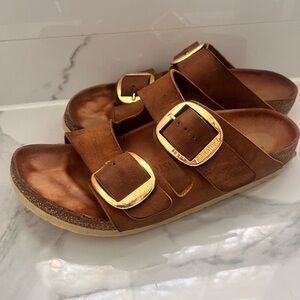 Birkenstock Arizona Big Buckle - Oiled Leather size 8 gold brown